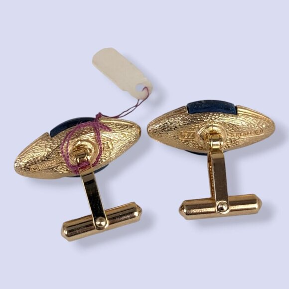 Vintage Destino Boucher Gold & Blue Cufflinks - Picture 3 of 6